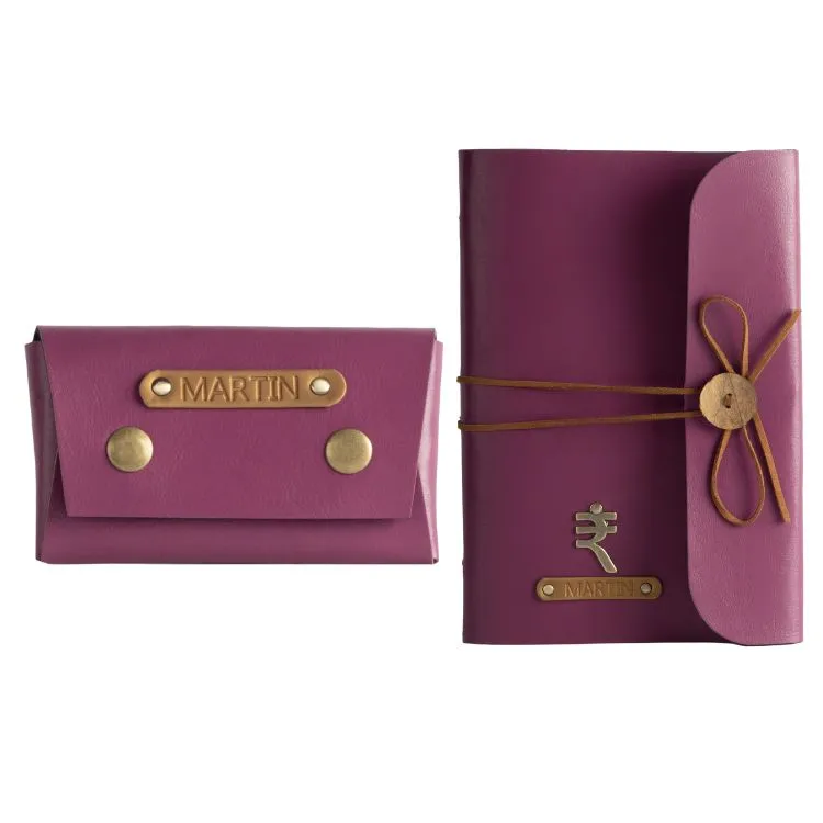 Personalized A5 Vegan Leather Diary and Visiting Card Holder